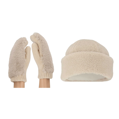 Morethansocks - Dames teddy wanten en muts - One size - Muts dames - Wanten dames volwassenen