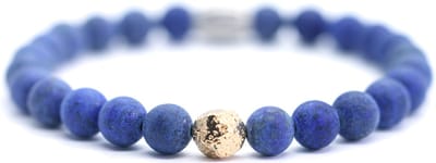IbizaMen - Heren - armband - goud - lava - lapis lazuli - 21cm