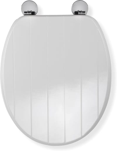 Toiletbril Hout - Zitting Toilet - Badkamer Vernieuwen - Past Altijd Glijdt Nooit - 45.5 x 37.5 cm - Wit