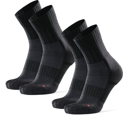 DANISH ENDURANCE Premium Hardloopsokken met Merino Wol - voor Dames & Heren - 2 paar - Zwart/Grijs - Maat 43-47