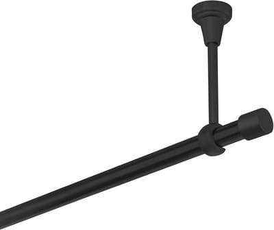 Zwarte Gordijnroede van Metaal - 120 cm, Plafondbevestiging, 19 mm