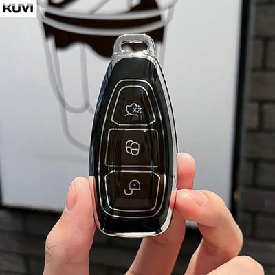 Coque de protection en TPU Fashion pour clé de voiture à télécommande Ford Focus 3 4 Mondeo Mk3 Mk4 Fiesta Ecosport Kuga St C-Max B-Max Protecteur Fob white