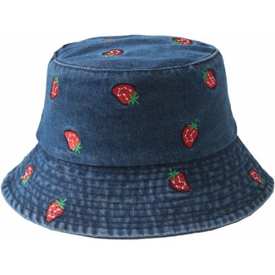 Chapeau Casquette Bucket en Coton Brodé Petite Marguerite Populaire pour Femmes Chapeau Pêcheur Printemps Ombrelle de Voyage Extérieure Cadeau (as the picture,56-58) black