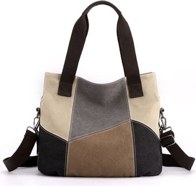 N3 Collecties Patchwork Canvas Schoudertas Designer Handtas Dames met grote capaciteit