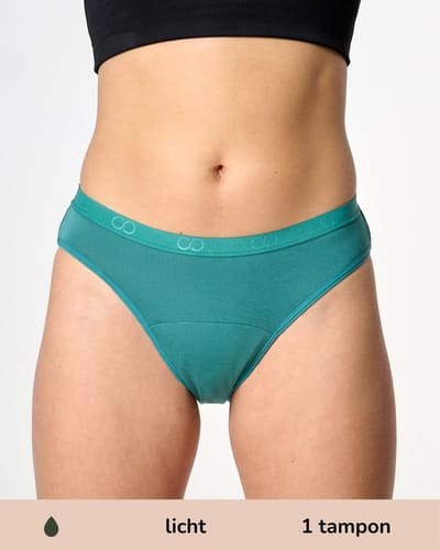 Moodies menstruatie ondergoed - Bamboe Bikini Onderbroek - licht kruisje - maat S - groen