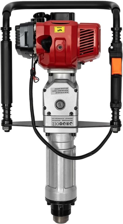 Krachtige benzine paalrammer 52 cc 2.3 pk voor tuin- en hekwerk, ideaal voor het inrammen van palen