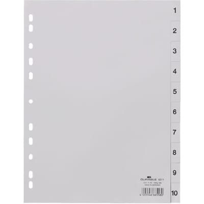 Durable 6511 Register Din A4 1-10 Polypropyleen Grijs 10 Tabbladen 651110