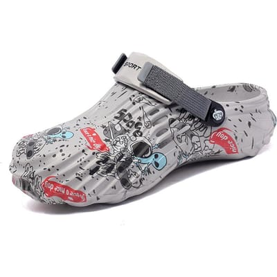 Grote Maten 46 47 Nieuwe Heren Klompen Sandalen Zomer Graffiti Slippers Man Tuinschoenen Heren en Dames Vrije Tijd Slide Man Platte Schoenen 47 gray