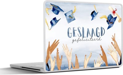 Laptop sticker - 14 inch - Afstuderen - Spreuken - Quotes - 'Geslaagd gefeliciteerd' - 32x5x23x5cm - Laptopstickers - Laptop skin - Cover