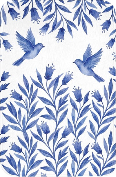WC mat 40x60 cm - Antislip - Modern - Vogels - Delfts - Blauw - Toiletmat - Vloermat - Douchemat - Toilet tapijt - Toiletmatten