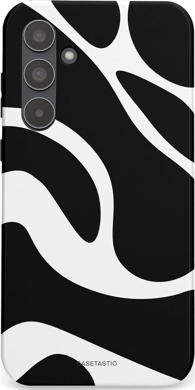 Casetastic Hoesje Geschikt voor Samsung A55 - Stijlvolle Beschermende Duo-layer Case - Zwart Wit Golven