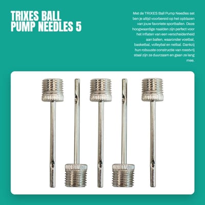 Dailygoods- Ballonpompnaalden 5 stuks - Roestvrij Staal - Geschikt voor Voetbal - Basketbal - Volleybal - Netbal - Standaard Pasvorm 38mm - Pompnaalden
