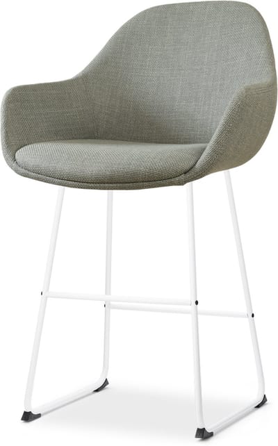 Nolon Nino-Mae Barkruk Saliegroen - Wit Onderstel - 65 cm - Stof - Voor Kookeiland - met Rugleuning - Design - Scandinavisch - Comfortabel