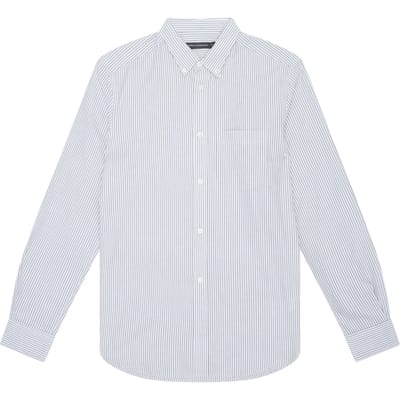 French Connection Stripe Pocket Long Sleeve Oxford Shirt Khaki/white Size: XS | Casual Shirts Outlet | Heren | Bruin