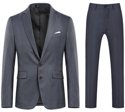 ALLTHEMEN Heren Twee knoops Pak Middenspleet - Tonsurton pantalon met 9 utility zakken -M