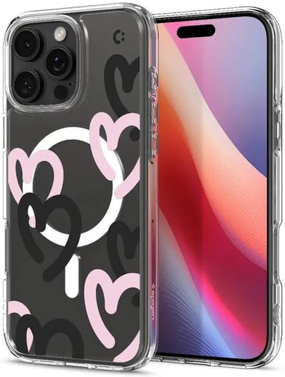 Spigen Geschikt voor Apple iPhone 16 Pro Max - Ultra Hybrid - Geschikt voor Mag - Back Cover Hoesje - Hearts Zwart