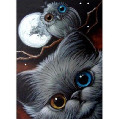 Diy Diamond Painting Kat Uil Diamantborduurwerk 20X30CM gray