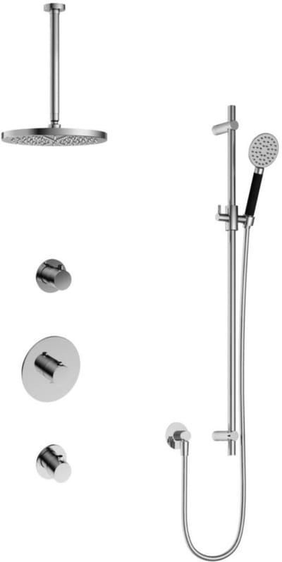 Hotbath Cobber - Inbouw Regendoucheset - Chroom - 2 Stopkranen - Thermostatisch - Plafondbuis 30 cm - Hoofddouche 300 mm - Ronde Handdouche 3 Standen - Glijstang 900 mm - Waterbesparend