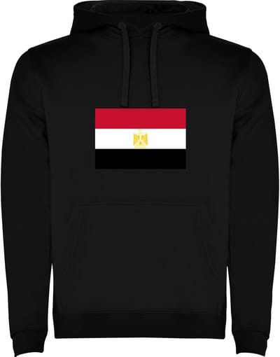 Zwarte unisex hoodie met Wereldse vlaggen het land Egypte merk Roly maat M