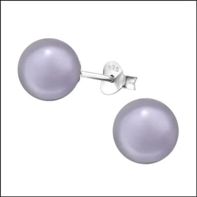 Aramat Jewels | Oorbellen | Zilveren Parel Oorbellen - Tijdloze Elegantie | 8mm / Licht Blauw | | | Zilver | Kinderen, Volwassenen | Verkleurd niet