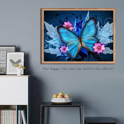 Diamant borduurwerk blauwe vlinder handgemaakte diamant schilderij handwerk kruissteek Home decor 20X30CM blue