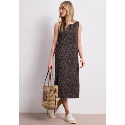 Jersey midi-jurk met leoprint