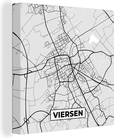 Canvas Schilderij Plattegrond - Viersen - Kaart - Stadskaart - Duitsland - 20x20 cm - Wanddecoratie