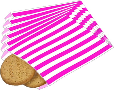 100 Stuks Kleine Gestreepte Papieren Tassen in Roze, Ideaal voor Snoep, Feestjes, Verjaardagen en Cadeaus, 5x7'' Formaat