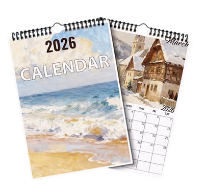 Wandkalender 2026 – Kust en Platteland Kalender voor Strand- en Natuurliefhebbers – Ideaal als Woondecoratie en Jaarplanner