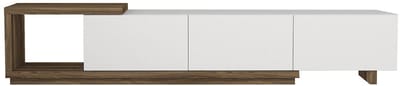 Vente-unique Tv-meubel met 3 lades en 1 nis - Wit en naturel - DUKIAN