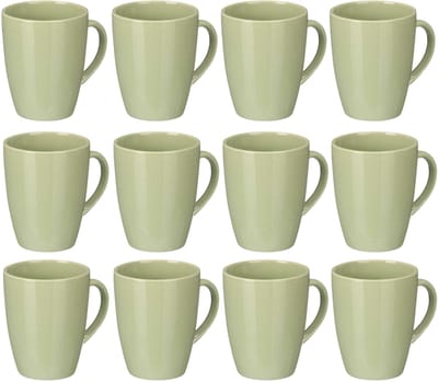 Vessia Design koffie mokken/bekers met oor - 12x stuks - mintgroen - keramiek - 330 ml