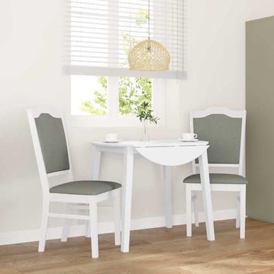 vidaXL - Eetkamerstoelen - met - kussens - 2 - stuks - wit - massief - hout - rubber