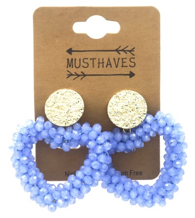Oorbellen - oorhangers - RVS - kralen - glaskralen - blauw - goudkleurig - hartjes - liefde - amour- valentijn - tijdloos - hip - chique - trendy - feest - feestdagen - cadeau - geschenk - vrouwen - dames – valentijn – cadeau