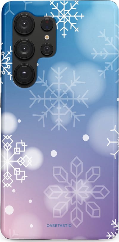 Casetastic hoesje geschikt voor Samsung Galaxy S25 Ultra - Dubbellaagse bescherming - Winterse Sneeuwvlokken - Fashion Case - Lichtblauw Lavendel Lichtgrijs Lichtroze