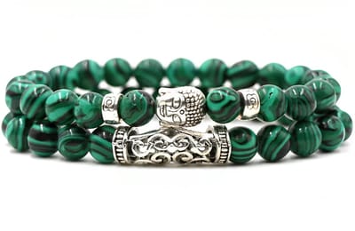 Kralen Armband met Buddha Beeld - Groen - Natuursteen - Boeddha Sieraden - Armbanden Heren Dames - Kralenarmband - Papa Cadeau Voor Mannen - Vaderdag