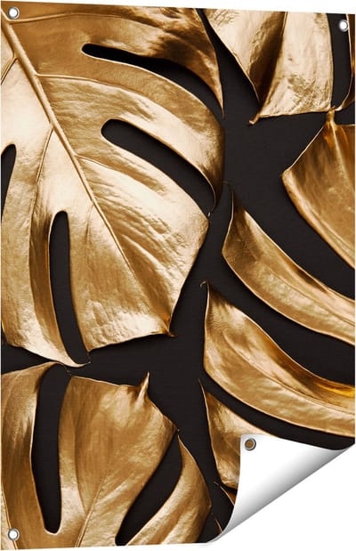 Gards Tuinposter Gouden Bladeren - 60x80 cm - Tuindoek - Tuindecoratie - Wanddecoratie buiten - Tuinschilderij