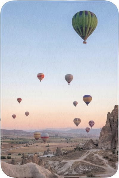 Badmat 60x90 cm - Antislip - Luchtballonnen - Rotsen - Zonsopgang - Badmatten voor badkamer - Badkamermat - Douchemat - Badkamer mat