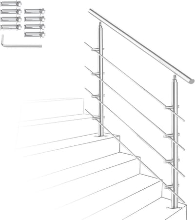 Trapleuning Roestvrij Staal - Moderne Leuning - Veilig Traplopen - Verstelbare Hoek - 120 cm Lengte - Geborsteld
