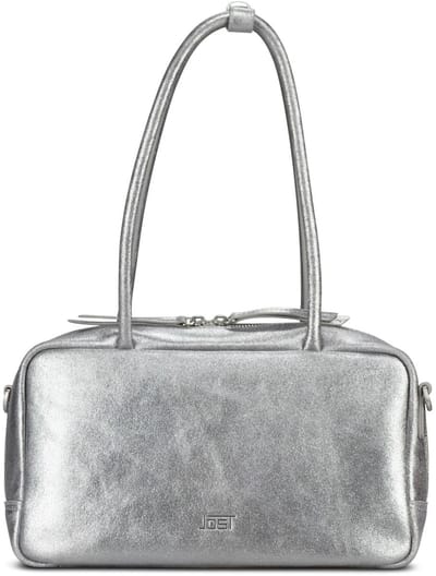 JOST Leren schoudertas Silver Shimmer Bowling Bag Silver zilverkleurig