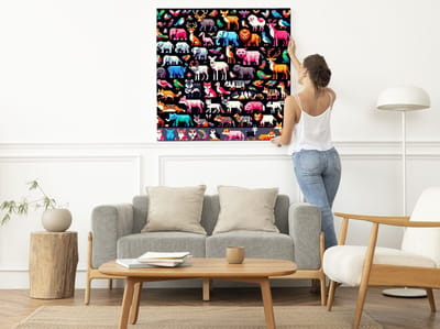 Pixel art dieren schilderij | Scherpdoen Pixel Dierentuin: Meesterlijk Kunstwerk in Blokjesstijl | Kunst - 40x40 centimeter op Dibond | Foto op Dibond