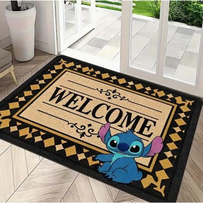1 stuks Stitch The Movie Welkom Deurmat Antislip Levendig Bloemendesign Machinewasbaar Gemakkelijk Schoon Te Maken Huisdecoratie Kinderkleed 30X50CM
