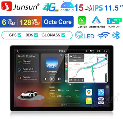 Junsun Android 15 Autoradio Geschikt voor Fiat Ducato/Peugeot Boxer/Citreon Jupmer (2006-2024), 6GB+128GB, Draadloze CarPlay, DAB+, GPS-Navigatie, Bluetooth, 11.5-inch Touchscreen, 4G-LTE, DSP, Octa-core processor,2K IPS