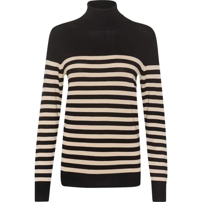Kaffe Trui Kalizza Striped Roll Neck 10509063 106347 Black/feather Gray Dames Maat - M