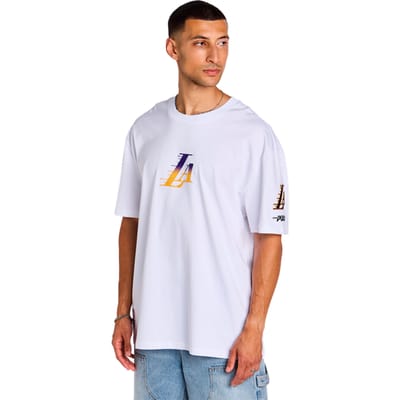 Pro Standard Lakers Wave T-shirts Heren - Wit - Maat S - Katoen Jersey