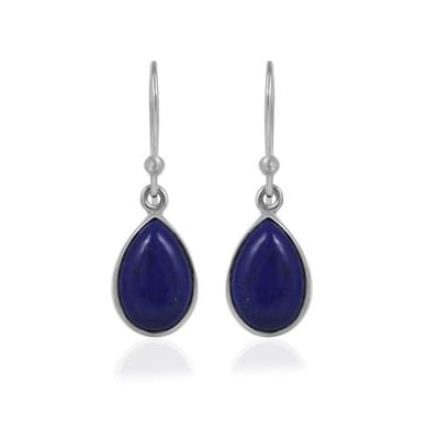 SilverGems zilveren oorhangers met druppel vormige cabouchon geslepen Lapis Lazuli edelstenen