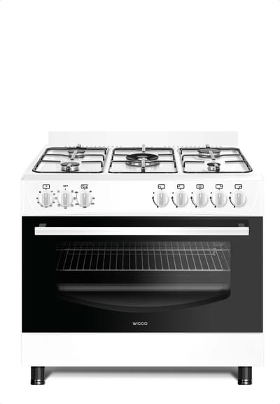 Wiggo WO-E903B(WW) - Gasfornuis - 5 Kookzones - 5 Ovenstanden - Wokbrander - Timer - 5 Jaar Garantie - Wit
