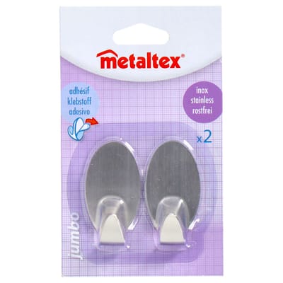 Metaltex haak zelfklevend RVS 2 stuks