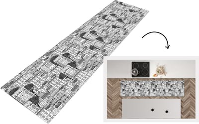 Keukenloper - Loper keuken - Patroon - Huizen - Steden - 200x50 cm - Keukenloper vinyl
