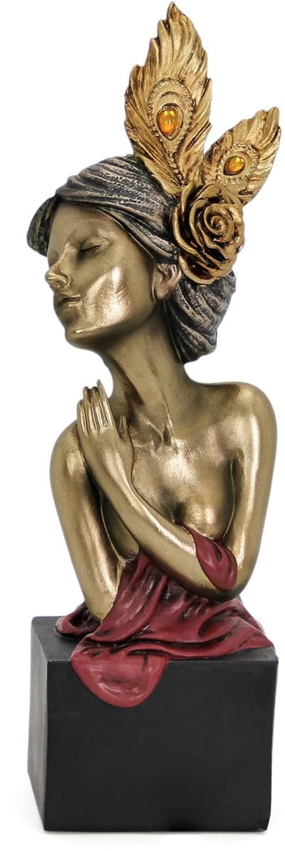 Dailygoods- Bustebeeld Gouden Vrouwenbeeld - Beeldjes Decoratie - Sculptuur - Beelden voor Binnen - Kunstwerk - Afmetingen 29,4x10,4x8,9 cm - Beeldje