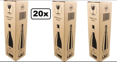 20x Wijnverzenddoos karton 380mm - wijn fles verpakking verzend